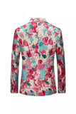 Blazer Floral Coloré À Revers Cranté Pour Homme