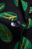 Blazer pour homme à revers cranté imprimé de feuilles vert foncé