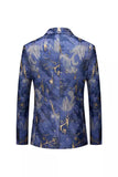 Blazer ajusté ajusté à un bouton imprimé bleu à un bouton