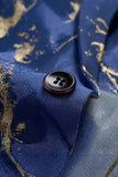 Blazer ajusté ajusté à un bouton imprimé bleu à un bouton