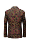 Blazer ajusté à revers cranté floral marron pour homme