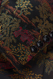 Blazer ajusté à revers cranté floral marron pour homme