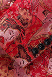 Blazer Homme à un bouton ajusté à revers cranté floral rouge