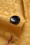Blazer Homme Floral Jaune à Un Bouton Revers Boutons