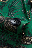 Blazer Homme Floral Vert À Revers Cranté Un Bouton