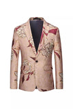 Blazer de bal pour homme imprimé à revers crantés en or rose