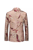 Blazer de bal pour homme imprimé à revers crantés en or rose