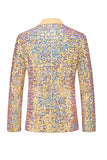 Champagne Sequin Simple Boutonnage Cranté Revers Imprimé 2 Pièces Costumes de Bal Homme