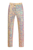 Champagne Sequin Simple Boutonnage Cranté Revers Imprimé 2 Pièces Costumes de Bal Homme