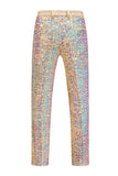 Champagne Sequin Simple Boutonnage Cranté Revers Imprimé 2 Pièces Costumes de Bal Homme