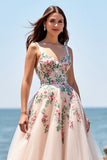 Tulle fard à joues une ligne Boho longueur au sol brodé robe de mariée