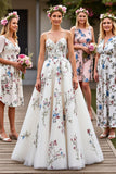 Tulle blanc Une ligne dos nu longueur sol robe de mariée avec broderie