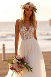 Boho Tulle Blanc Une Ligne Balayage Train Robe de Mariée avec Dentelle