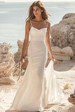 Sirène blanche Boho Sweep Train Robe de mariée élégante