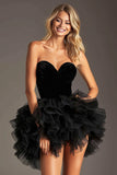 Robe bustier à bretelles en tulle noir