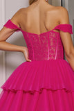 Corset à épaules dénudées Robe de retour au pays fuchsia