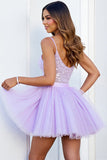 Robe de retour à la maison corset lilas à paillettes