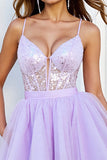 Robe de retour à la maison corset lilas à paillettes
