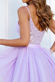 Robe de retour à la maison corset lilas à paillettes