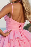 Robe courte de bal en tulle corset rose