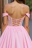 Tulle rose Une corset corset perlé courte maison de bal