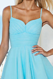 Bleu Une ligne froncée robe de bal avec noeud