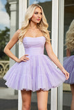 Lilas A Line Robe Bretelle Mini Retrouvailles