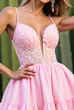 Rose une ligne appliquée lacets jusqu’à la robe de retour à la maison