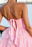 Rose A Ligne Spaghetti Straps Robe de Retrouvailles