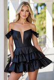 Robe courte de bal corset à volants noir