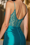 Robe courte moulante moulante à paillettes corset vert paon scintillante
