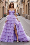 Tulle violet Robe de bal à volants