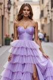 Tulle violet Robe de bal à volants