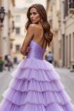 Tulle violet Robe de bal à volants