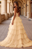Blush A Line Tulle Robe de Bal à Volants