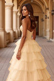 Blush A Line Tulle Robe de Bal à Volants