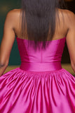 Fuchsia Bustier Une Robe De Retrouvailles Trapèze Avec Fleurs 3D