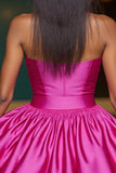 Fuchsia Bustier Une Robe De Retrouvailles Trapèze Avec Fleurs 3D