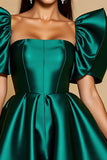 Vert foncé à volants manches satin une robe de bal