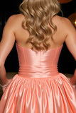 Robe bustier en satin orange une ligne Mini Homecoming