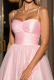 Rose A Ligne Tulle Spaghetti Bretelles Robe Courte Retour