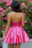 Robe bustier perlée corset fuchsia
