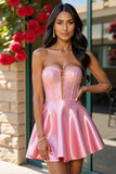 Robe bustier perlée une ligne rose de retour
