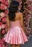 Robe bustier perlée une ligne rose de retour