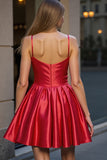 Spaghetti rouge bretelles satin une robe de bal en ligne