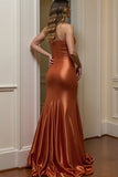 Robe de bal bustier en satin orange