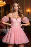 Épaule Dénudée Rose Une Ligne Robe de Retrouvailles