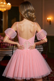 Épaule Dénudée Rose Une Ligne Robe de Retrouvailles