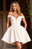 Robe blanche de bal à épaules dénudées