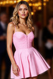 Rose Une ligne froncée mignonne robe de bal